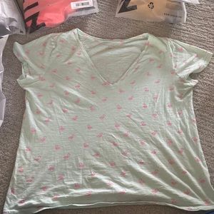 Merona Sleepwear Top Flamingo Print Sz L Pink Blue